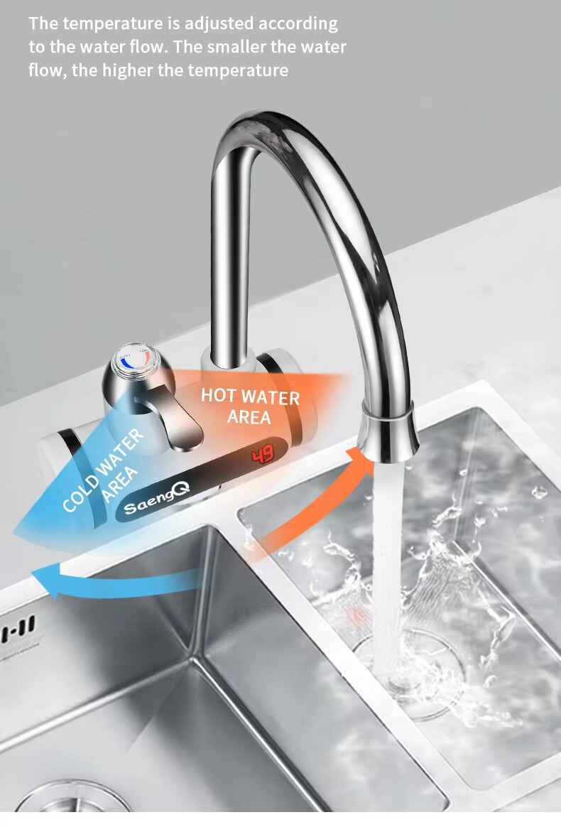 Water tap heater with hot and cold water